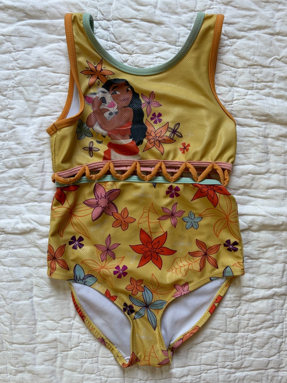 Disney Yellow and Mint Girls Swimwear with Pastel Trim